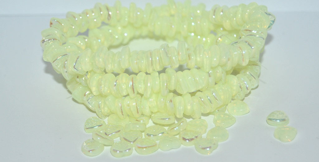 Czech Glass Pressed Beads Leaf, Beige Ab (84000 Ab), Glass, Czech Republic