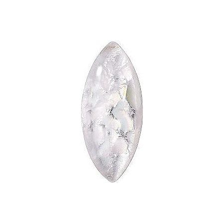 Navette Cabochons Flat Back Crystal Glass Stone, White 8 With Silver (04030-Ag-Br-04030-0003), Czech Republic