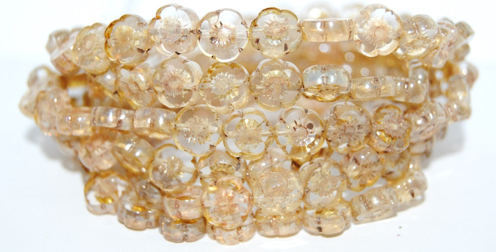 Table Cut Round Beads Hawaii Flowers, Crystal 4314400 (30 4314400), Glass, Czech Republic