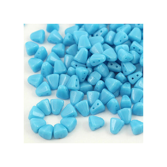 Matubo NIB-BIT 2-hole pyramid glass beads Blue Turquoise Glass Czech Republic