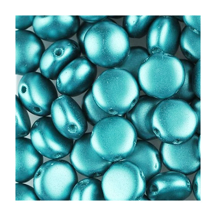 PRECIOSA Candy beads 2-hole round glass cabochon Cyan Blue Glass Czech Republic