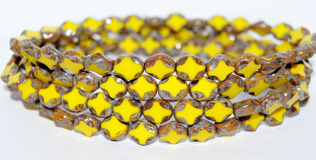 Table Cut Oval Beads, Yellow 43400 (83120 43400), Glass, Czech Republic