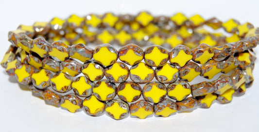 Table Cut Oval Beads, Yellow 43400 (83120 43400), Glass, Czech Republic