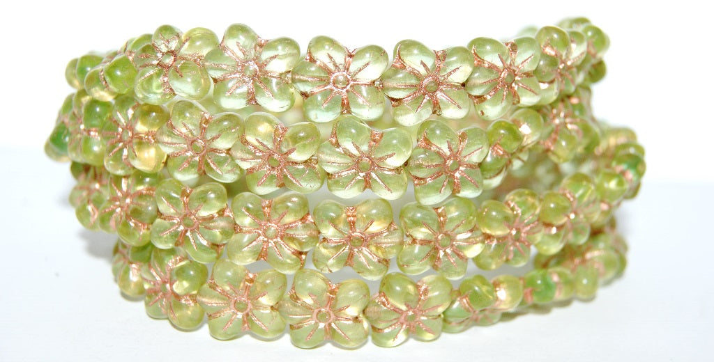 Flower Pressed Glass Beads, (87501 54200), Glass, Czech Republic