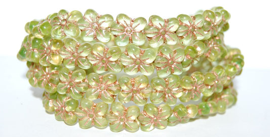 Flower Pressed Glass Beads, (87501 54200), Glass, Czech Republic