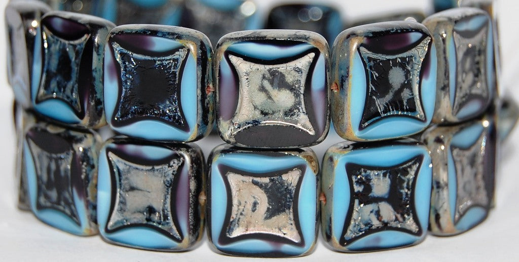 Table Cut Square Beads With Square, (67993 43400), Glass, Czech Republic