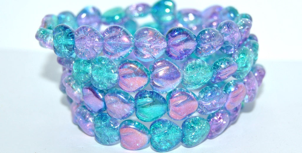 Heart Pressed Glass Beads, (48123 Crack), Glass, Czech Republic