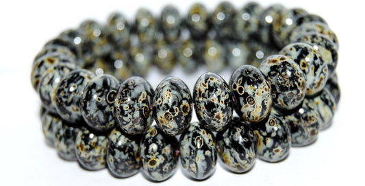 Rondelle Pressed Glass Beads, Black 66800 (23980 66800), Glass, Czech Republic