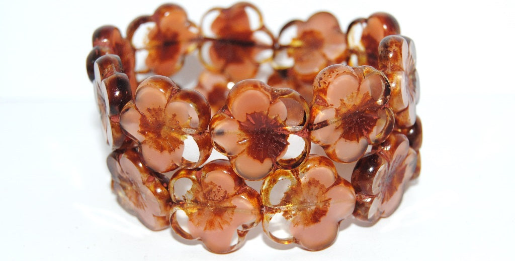 Table Cut Flower Beads Hibiscus, 21 76228 Travertin (21 76228 86800), Glass, Czech Republic