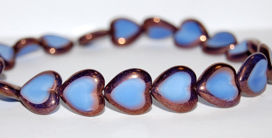 Table Cut Heart Beads, 37724 Bronze (37724 14415), Glass, Czech Republic