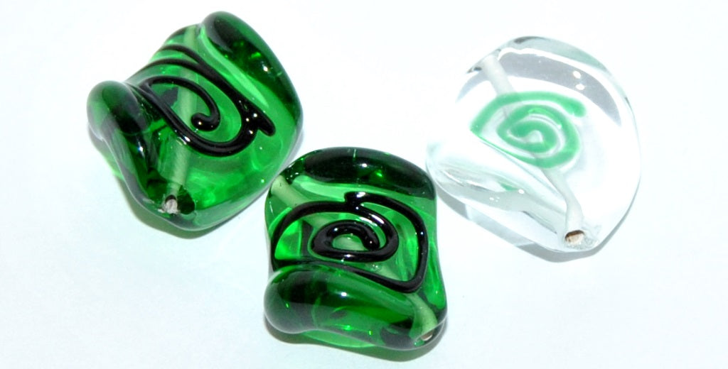 Leaf Lampwork Glass Handmade Beads, (P), Glass, Czech Republic