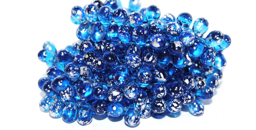 Pear Drop Pressed Glass Beads, Transparent Aqua 94400 (60310 94400), Glass, Czech Republic