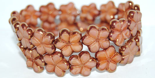 Table Cut Flower Beads, Opaque Pink Bronze (74020 14415), Glass, Czech Republic