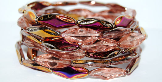 Faceted Oval With Star Pressed Glass Beads, Crystal 29500 (30 29500), Glass, Czech Republic