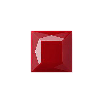 Square Faceted Flat Back Crystal Glass Stone, Red 6 Opaque (93202), Czech Republic