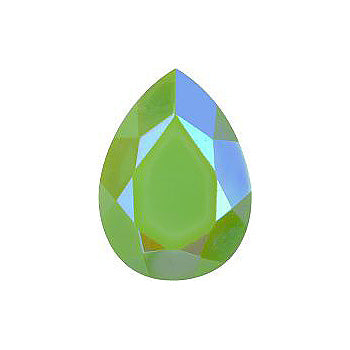 Pear Faceted Pointed Back (Doublets) Crystal Glass Stone, Light Green 3 Opaque With Ab, Polished (54020-Abp), Czech Republic
