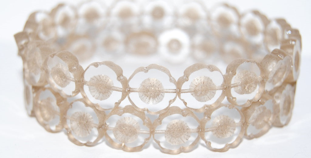 Table Cut Round Beads Hawaii Flowers, Crystal 14419M (30 14419M), Glass, Czech Republic