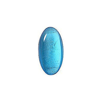 Oval Cabochons Flat Back Crystal Glass Stone, Aqua Blue 2 With Silver (60029), Czech Republic