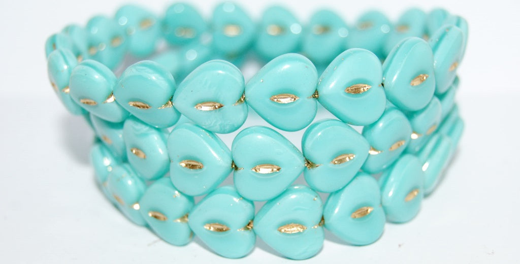 Heart Pressed Glass Beads, (67514 54202), Glass, Czech Republic