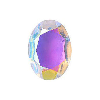 Oval Faceted Pointed Back (Doublets) Crystal Glass Stone, White 12 Transparent With Ab (000300-Abt), Czech Republic