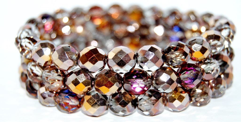 Fire Polished Round Faceted Beads, Crystal 27203 (30 27203), Glass, Czech Republic