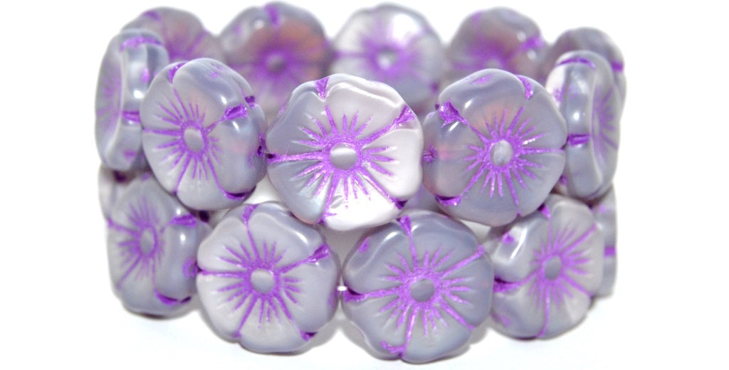 Hawaii Flower Pressed Glass Beads, (21350 46420), Glass, Czech Republic