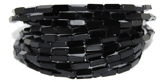 Table Cut Rectangle Beads, Black Matte (23980 M), Glass, Czech Republic