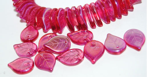 Leaf Pressed Glass Beads, 48120 (48120), Glass, Czech Republic