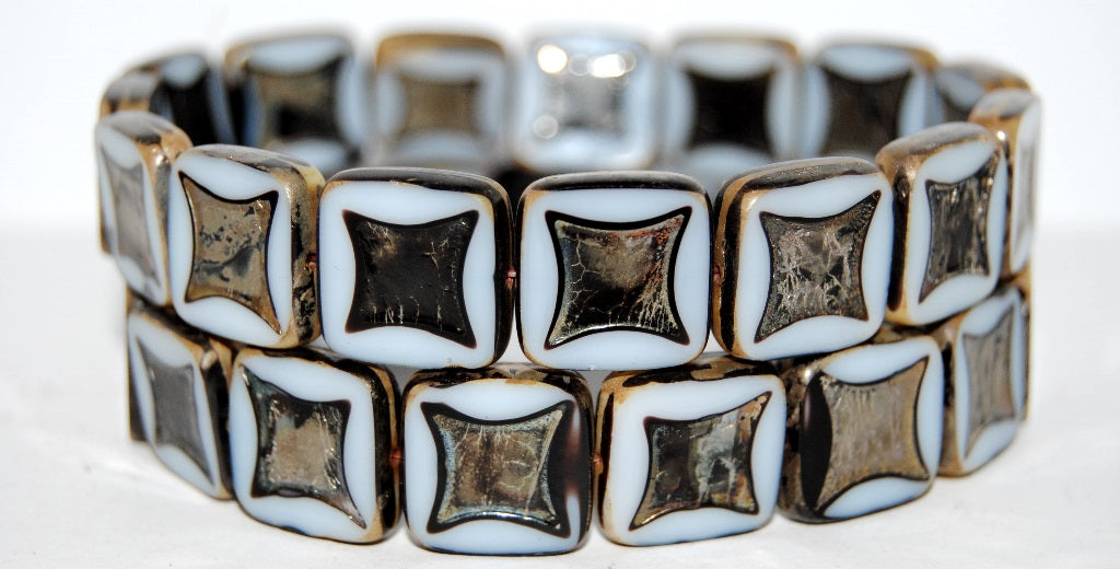 Table Cut Square Beads With Square, (17025 43400), Glass, Czech Republic