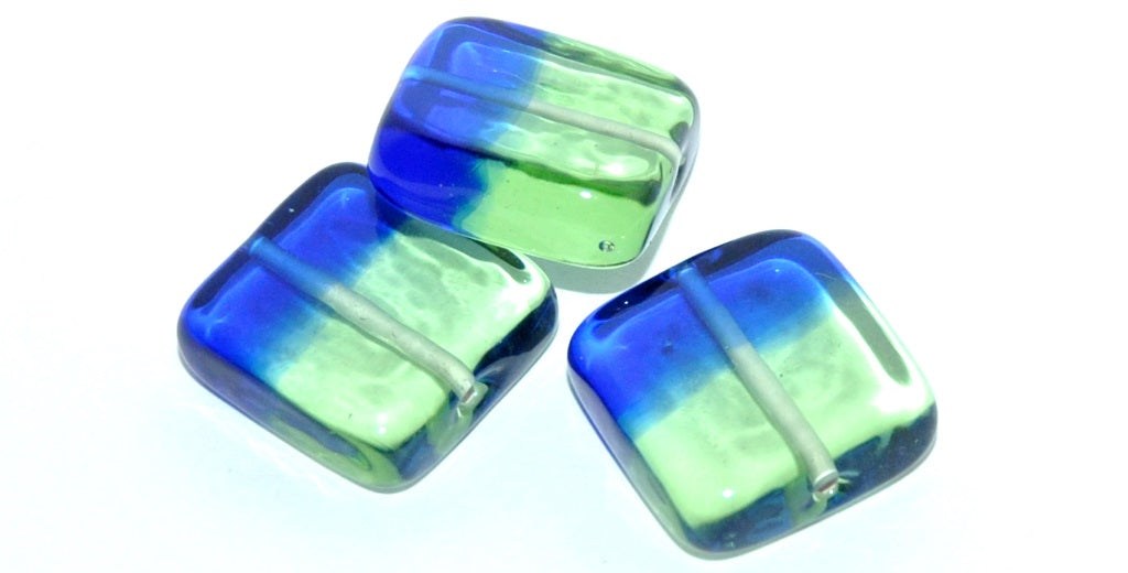 Czech Glass Hand Made Square Lampwork Beads, (K), Glass, Czech Republic