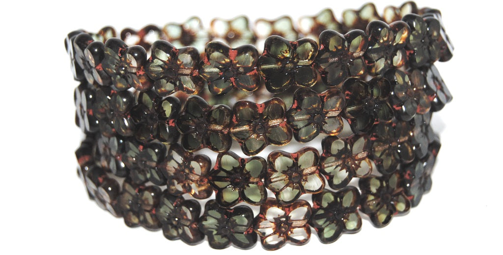 Table Cut Flower Beads Linum, 30015220 Travertin (30015220 86800), Glass, Czech Republic