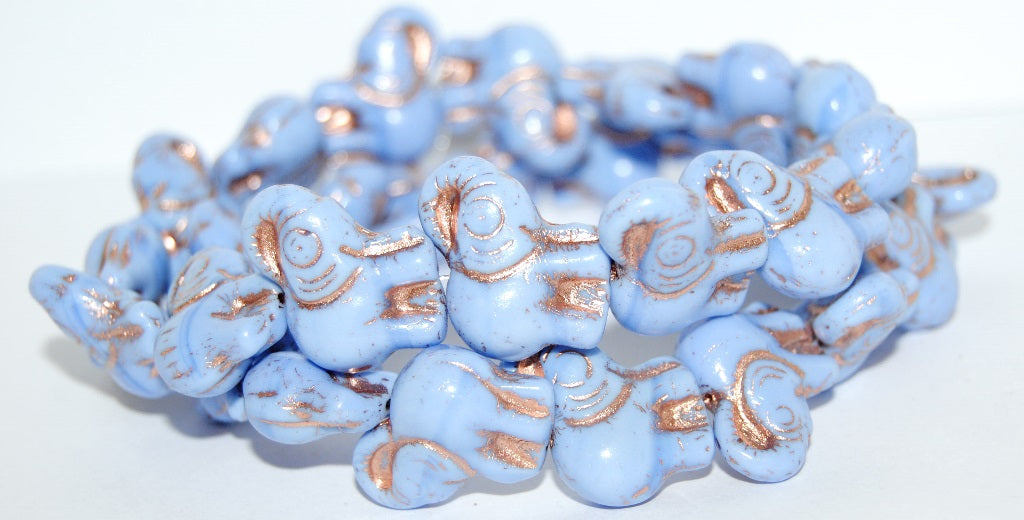 Elephant Animal Pressed Glass Beads, Opaque Light Blue 54200 (33010 54200), Glass, Czech Republic