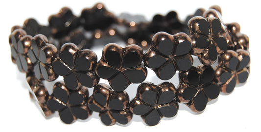 Table Cut Flower Beads, Black Bronze (23980 14415), Glass, Czech Republic