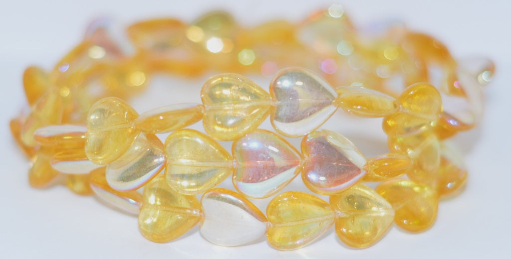 Heart Pressed Glass Beads, (10020 Ab), Glass, Czech Republic