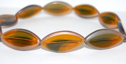 Table Cut Oval Beads, 37101 Luster Cream (37101 14401), Glass, Czech Republic