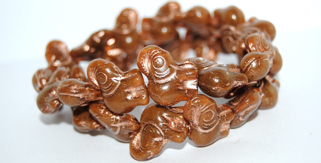 Elephant Animal Pressed Glass Beads, (16616 54200), Glass, Czech Republic