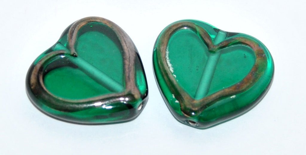 Czech Glass Hand Made Heart Lampwork Beads, (B), Glass, Czech Republic