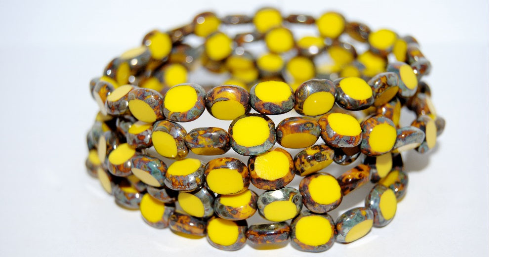 Table Cut Round Candy Beads, Yellow 43400 (83120 43400), Glass, Czech Republic