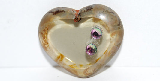Table Cut Heart Beads Pendant, (P 40020 43400), Glass, Czech Republic
