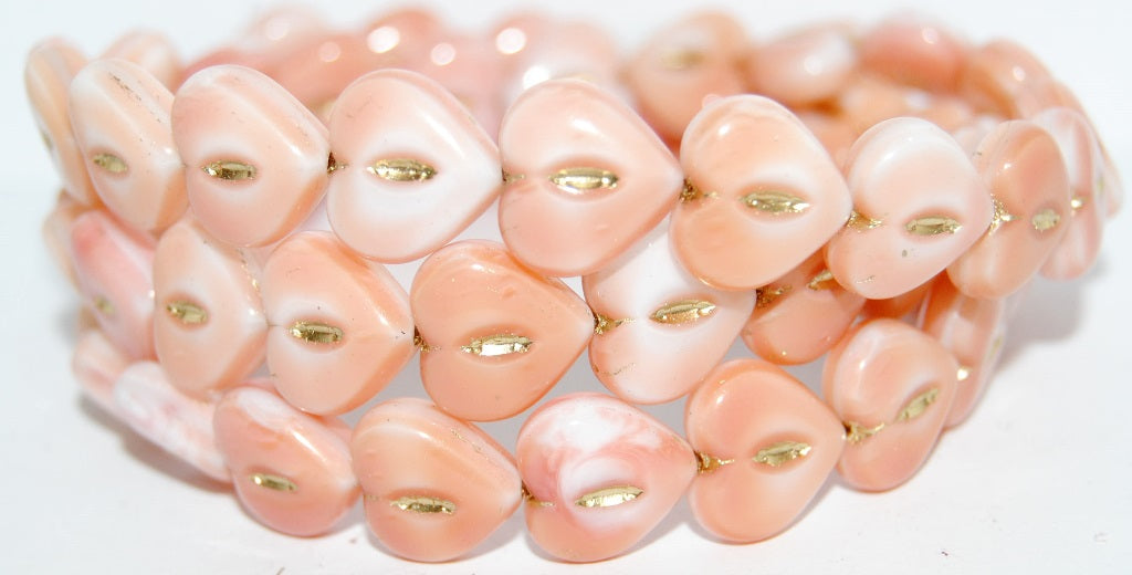 Heart Pressed Glass Beads, (7224 54202), Glass, Czech Republic