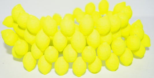 Lemon Friut Pressed Glass Beads, Yellow Neon (25121 Neon), Glass, Czech Republic