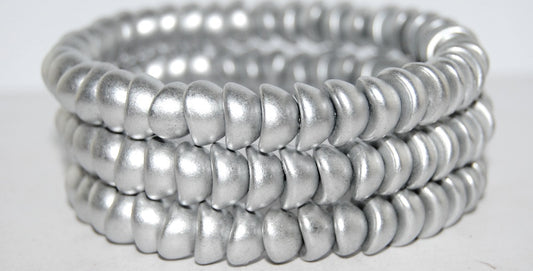 Cup Hlaf Round Pressed Glass Beads, Silver Colored (1700), Glass, Czech Republic