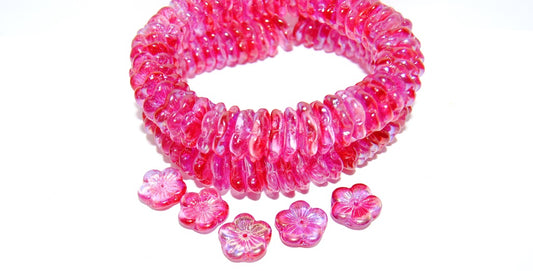 5 Petal Flower Pressed Glass Beads, 48120 (48120), Glass, Czech Republic