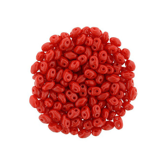 Matubo MiniDuo 2-hole smaller SuperDuo glass beads Opaque Red Glass Czech Republic