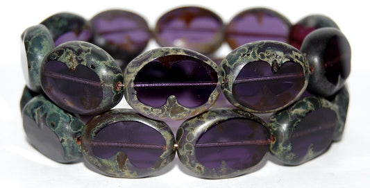 Table Cut Oval Beads, Transparent Light Amethyst Travertin (20310 86800), Glass, Czech Republic