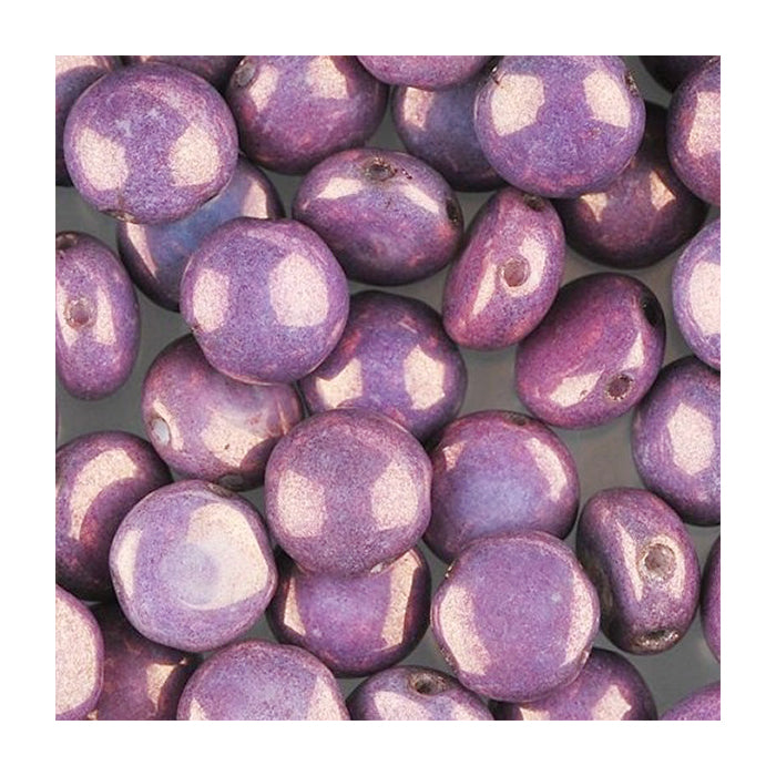 PRECIOSA Candy beads 2-hole round glass cabochon Purple Glass Czech Republic