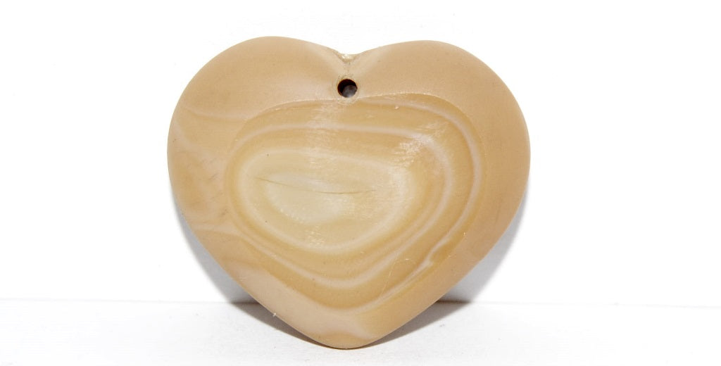 Table Cut Heart Beads Pendant, Beige (13050), Glass, Czech Republic