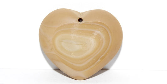 Table Cut Heart Beads Pendant, Beige (13050), Glass, Czech Republic