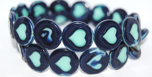 Table Cut Round Beads With Heart, 57334 (57334), Glass, Czech Republic