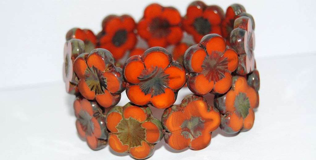 Table Cut Flower Beads Hibiscus, 21 81260 Travertin (21 81260 86800), Glass, Czech Republic